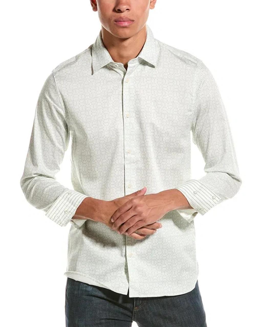 Line Geo Print Slim Fit Shirt In Green Product Image