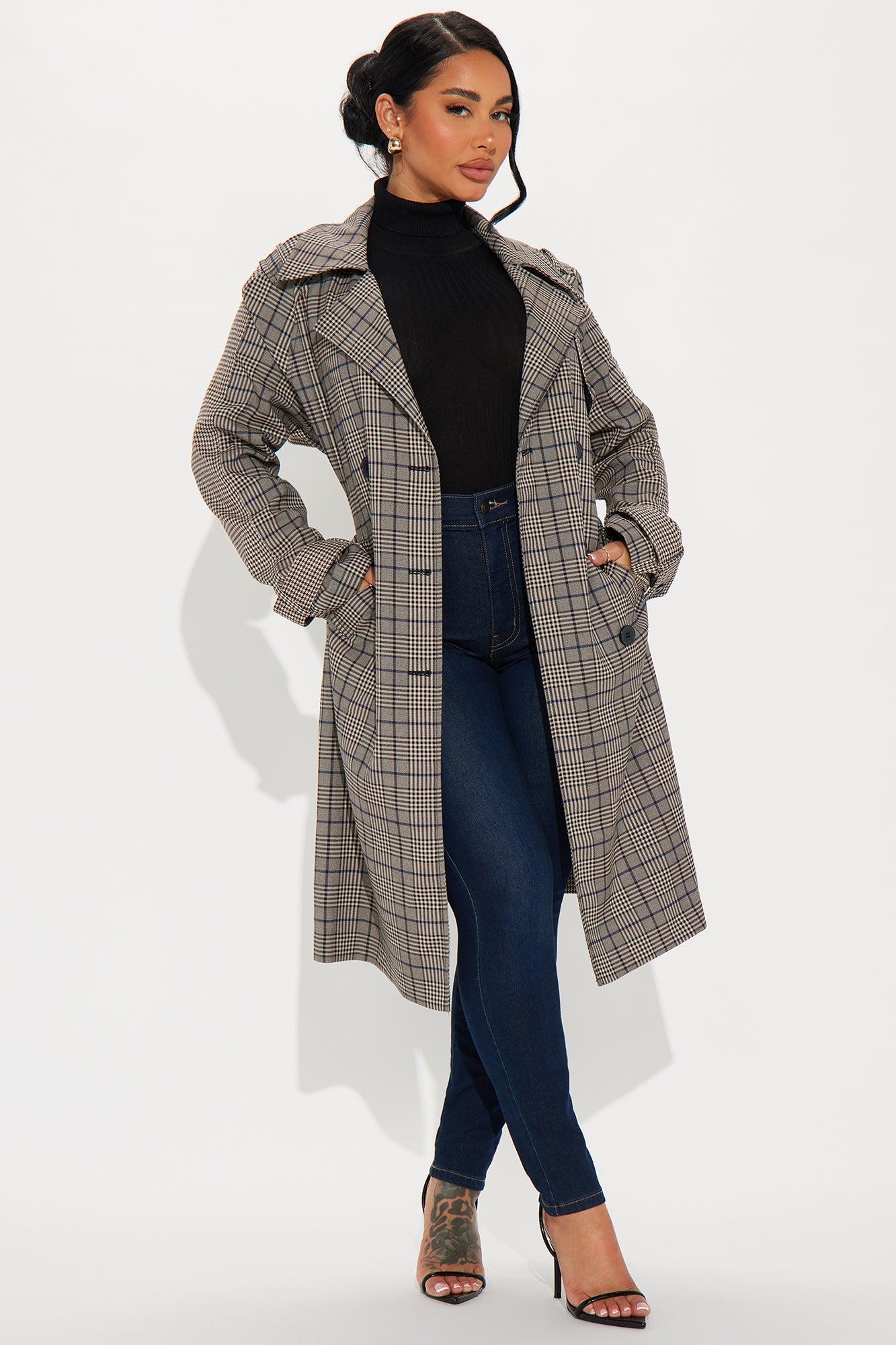 Prep School Plaid Trench - Khaki/combo Product Image