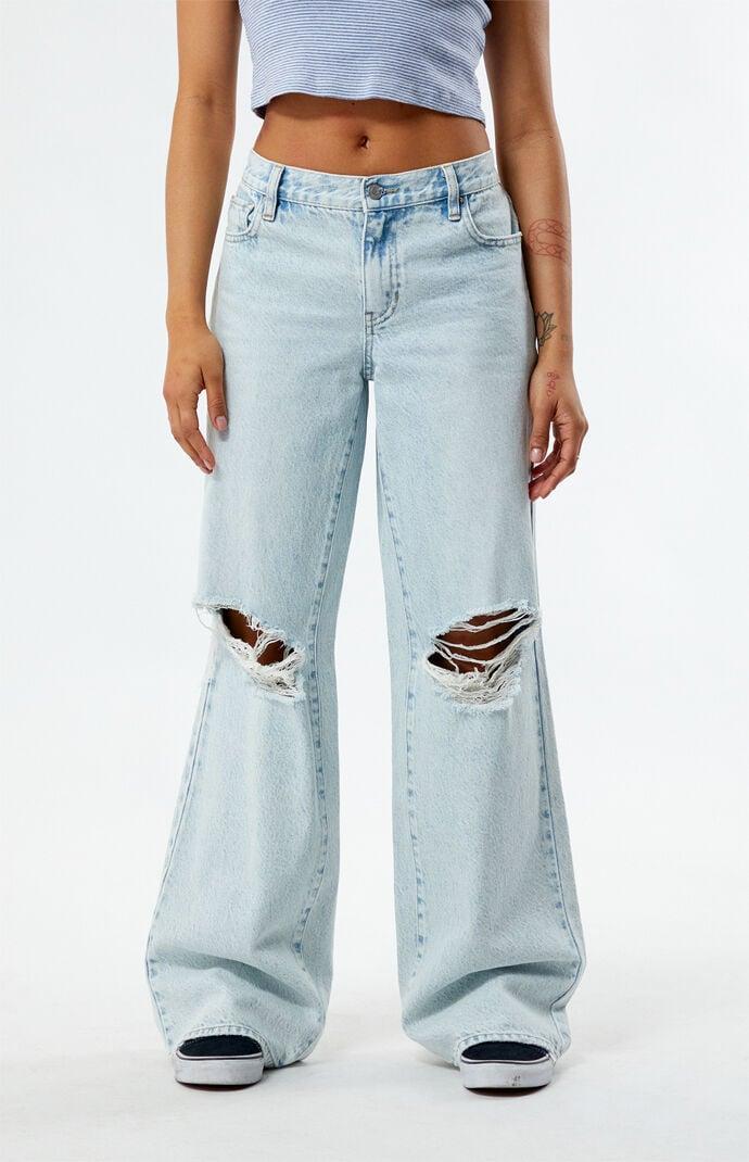 Women's Eco Light Indigo Ripped Parker Extreme Baggy Jeans Product Image