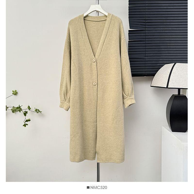 Two-Button V-Neck Long Cardigan in 6 Colors Product Image