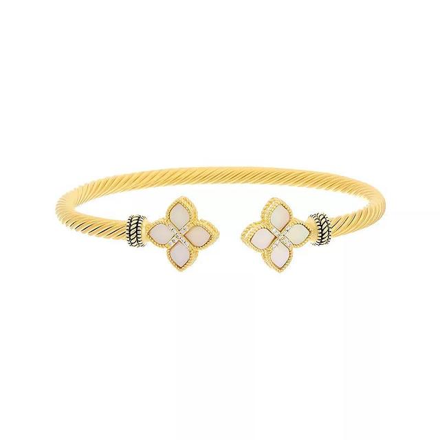 Juvell 18k Gold Plated Textured Blossom Bangle Bracelet, Womens, Two Tone Product Image