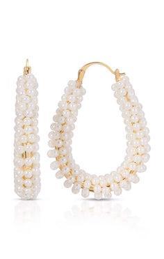 Ettika Pearl Wrapped Hoop Earrings ~ Pearl Product Image