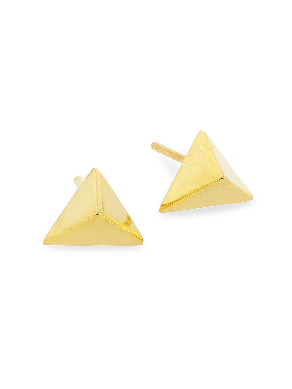 Womens Trilogy 14K-Gold-Plated Pyramid Stud Earrings Product Image