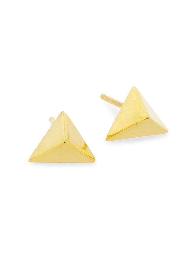 Womens Trilogy 14K-Gold-Plated Pyramid Stud Earrings Product Image