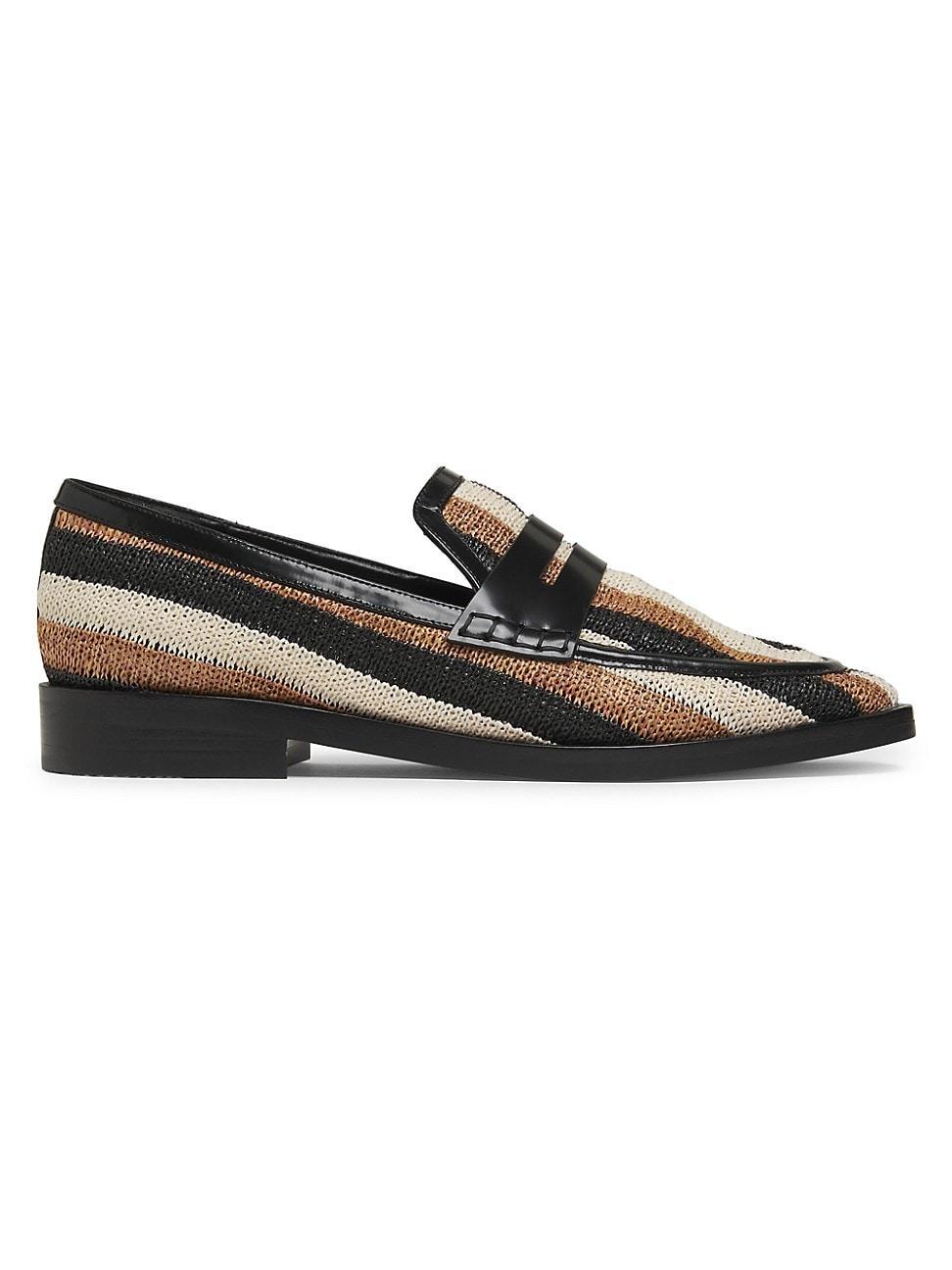 Womens Alexa Striped Raffia Loafers Product Image