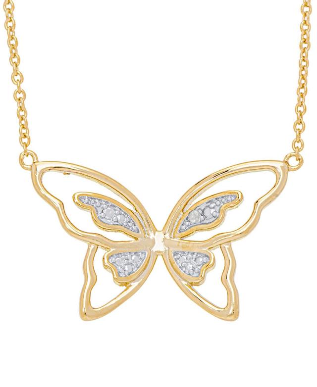 Macys Womens Diamond Accent Butterfly Necklace Product Image