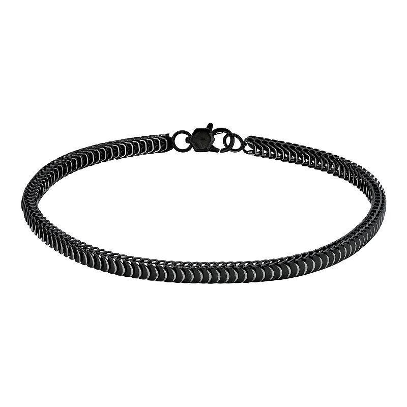 LYNX Stainless Steel 4mm Cobra Chain Black Ion-Plated 9 Mens Bracelet Product Image