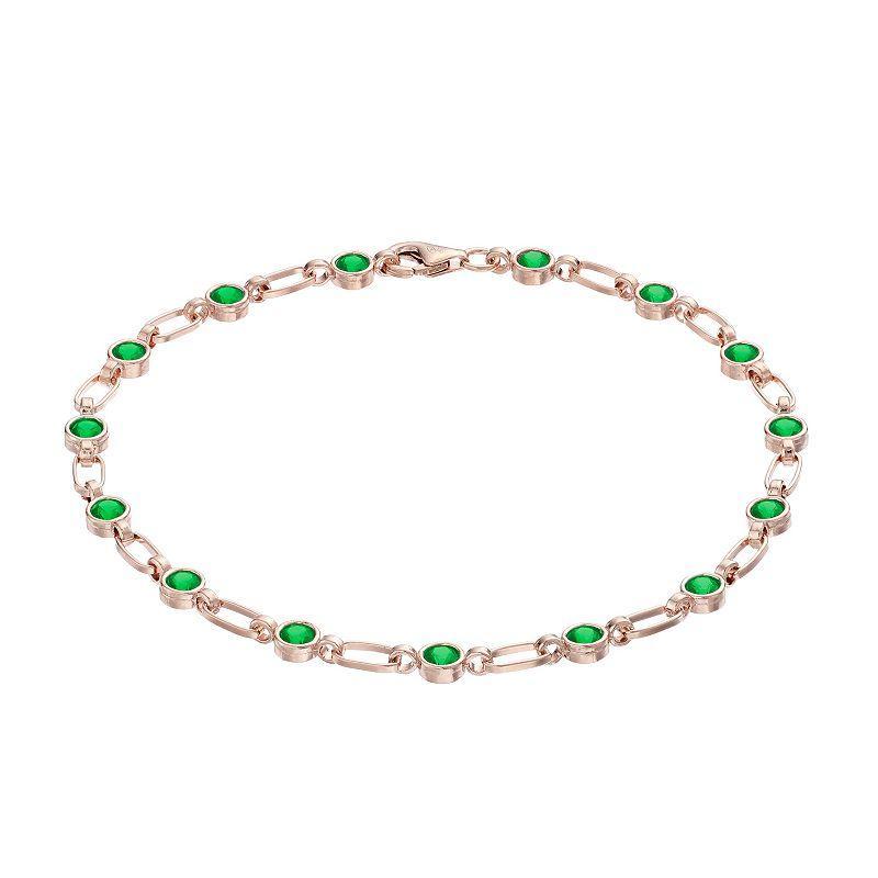 Womens Kristen Kesho Kristen Kesho, Sterling Silver Lab-Created Emerald Tennis Bracelet, Womens Pink Tone Product Image