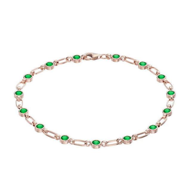 Womens Kristen Kesho Kristen Kesho, Sterling Silver Lab-Created Emerald Tennis Bracelet, Womens Pink Tone Product Image