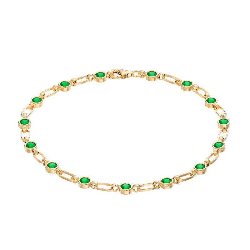 Womens Kristen Kesho Kristen Kesho, Sterling Silver Lab-Created Emerald Tennis Bracelet, Womens Gold Tone Product Image