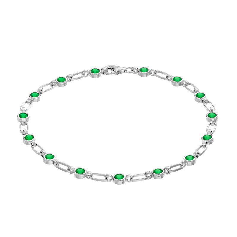 Womens Kristen Kesho Kristen Kesho, Sterling Silver Lab-Created Emerald Tennis Bracelet, Womens Product Image