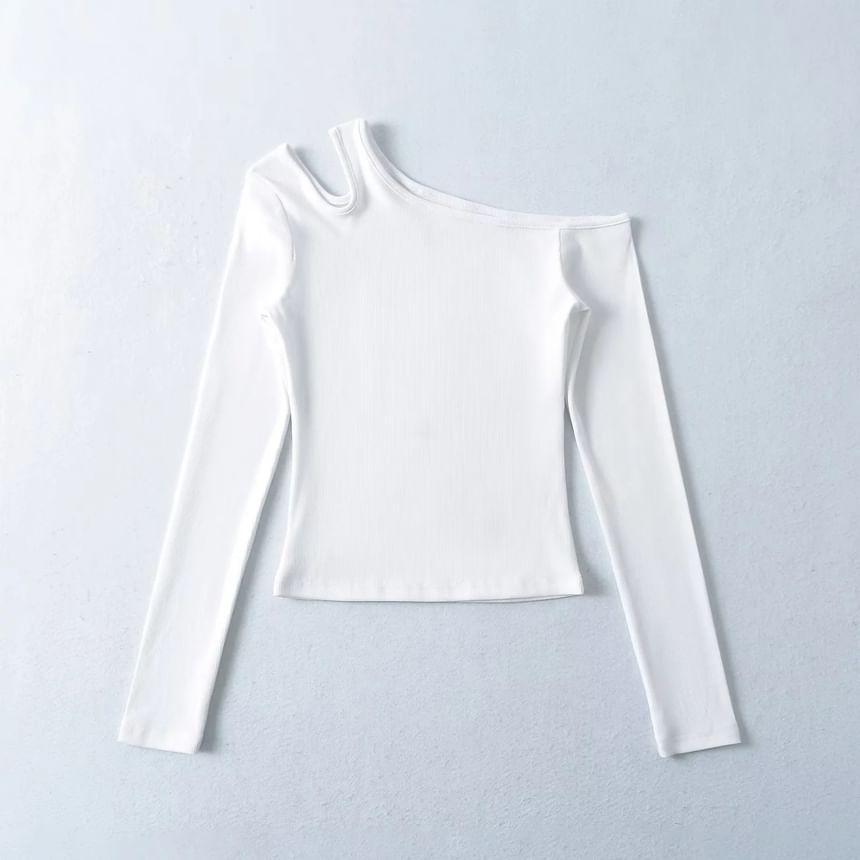 Long-Sleeve Cutout Plain Top Product Image