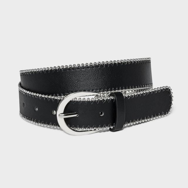 Womens Studded Edge Trim Belt - Wild Fable Black Product Image