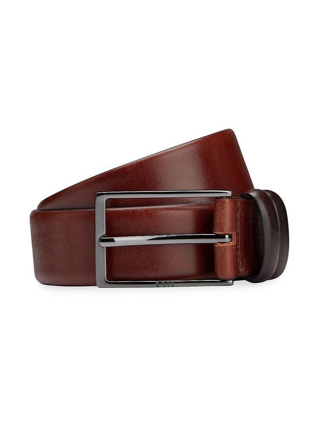 Mens Vegetable-Tanned Leather Belt With Gunmetal Hardware Product Image