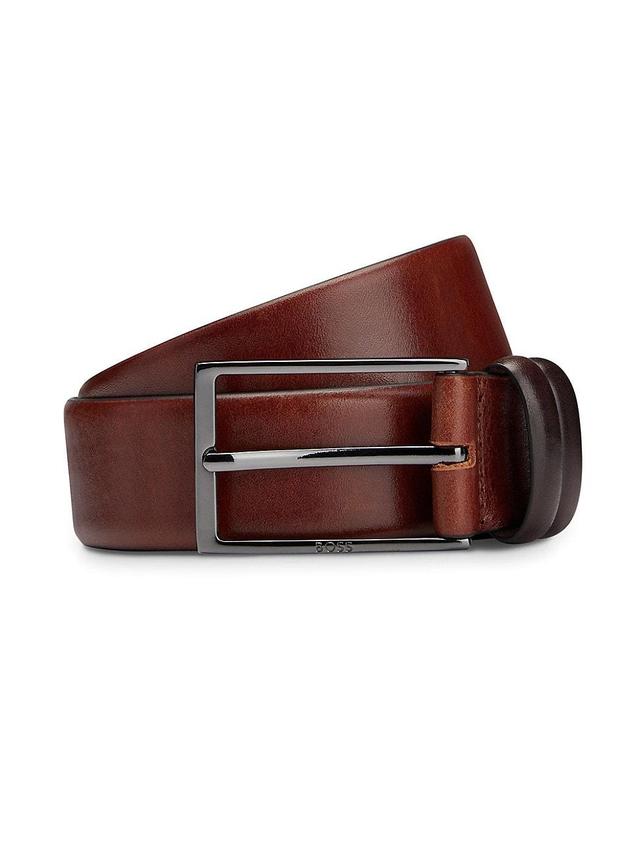 Mens Vegetable-Tanned Leather Belt with Gunmetal Hardware Product Image