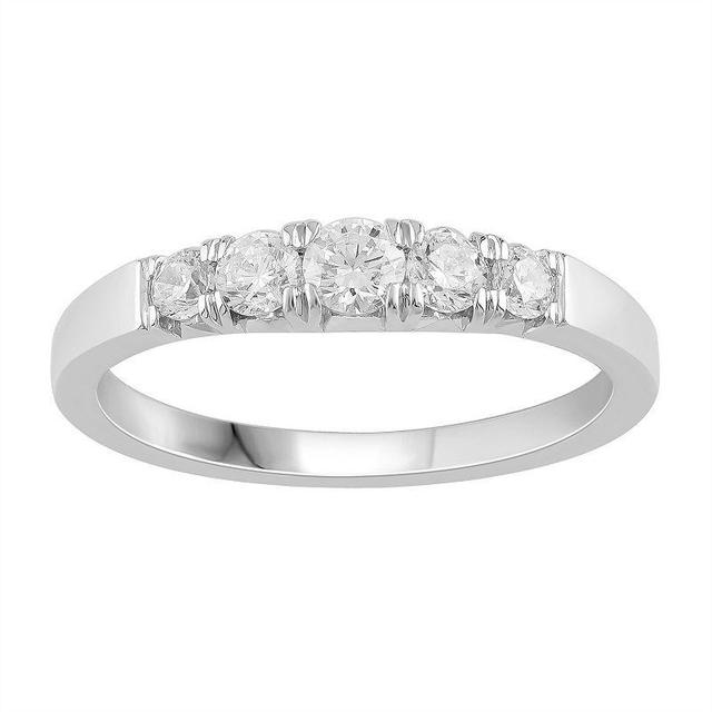 Platinum 1/2 Carat T.W. Diamond 5-Stone Anniversary Band, Womens White Product Image