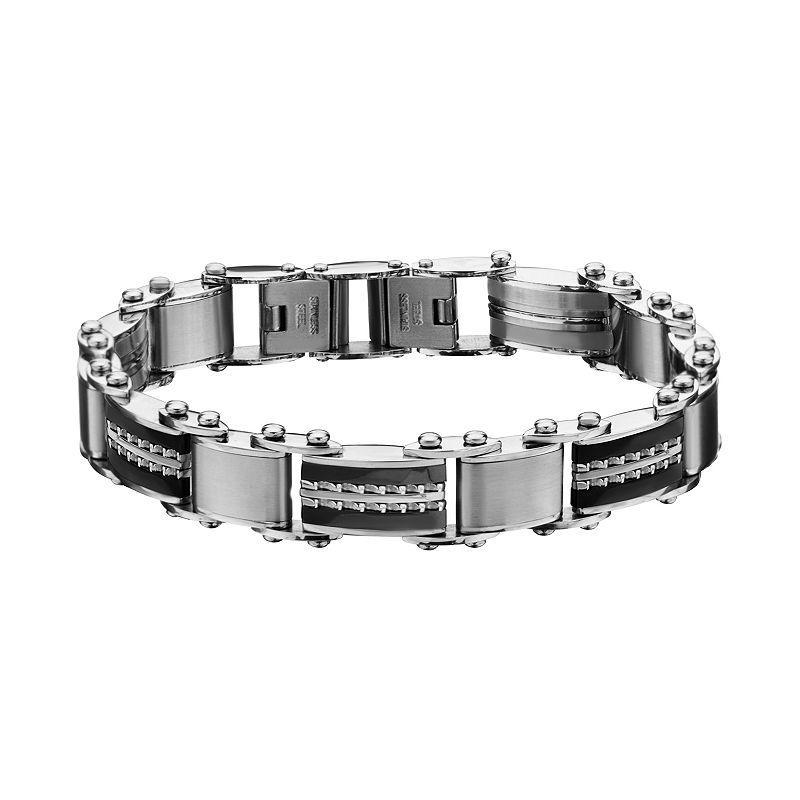 Mens Stainless Steel Reversible Link Bracelet Multicolor Product Image