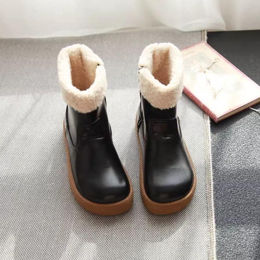 Faux Leather Short Snow Boots Product Image