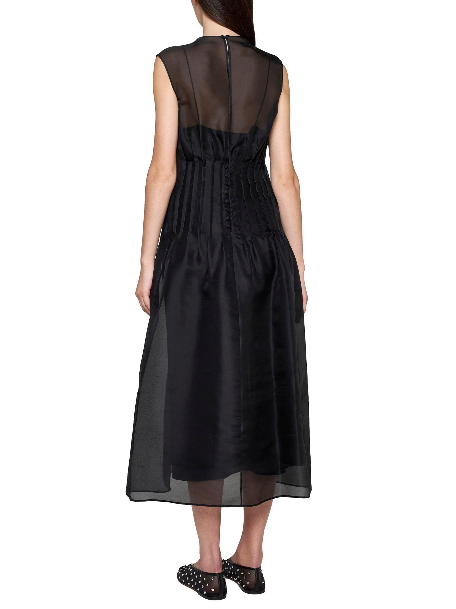 KHAITE Wes Pintucked Silk-organza Maxi Dress In Black Product Image