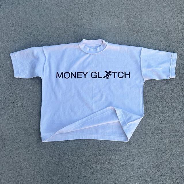 Vintage Money Glitch Graphic 100% Cotton T-Shirt Cropped Tees Product Image