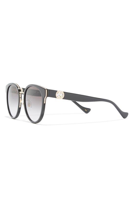 56mm Round Sunglasses In Black Black Grey Product Image