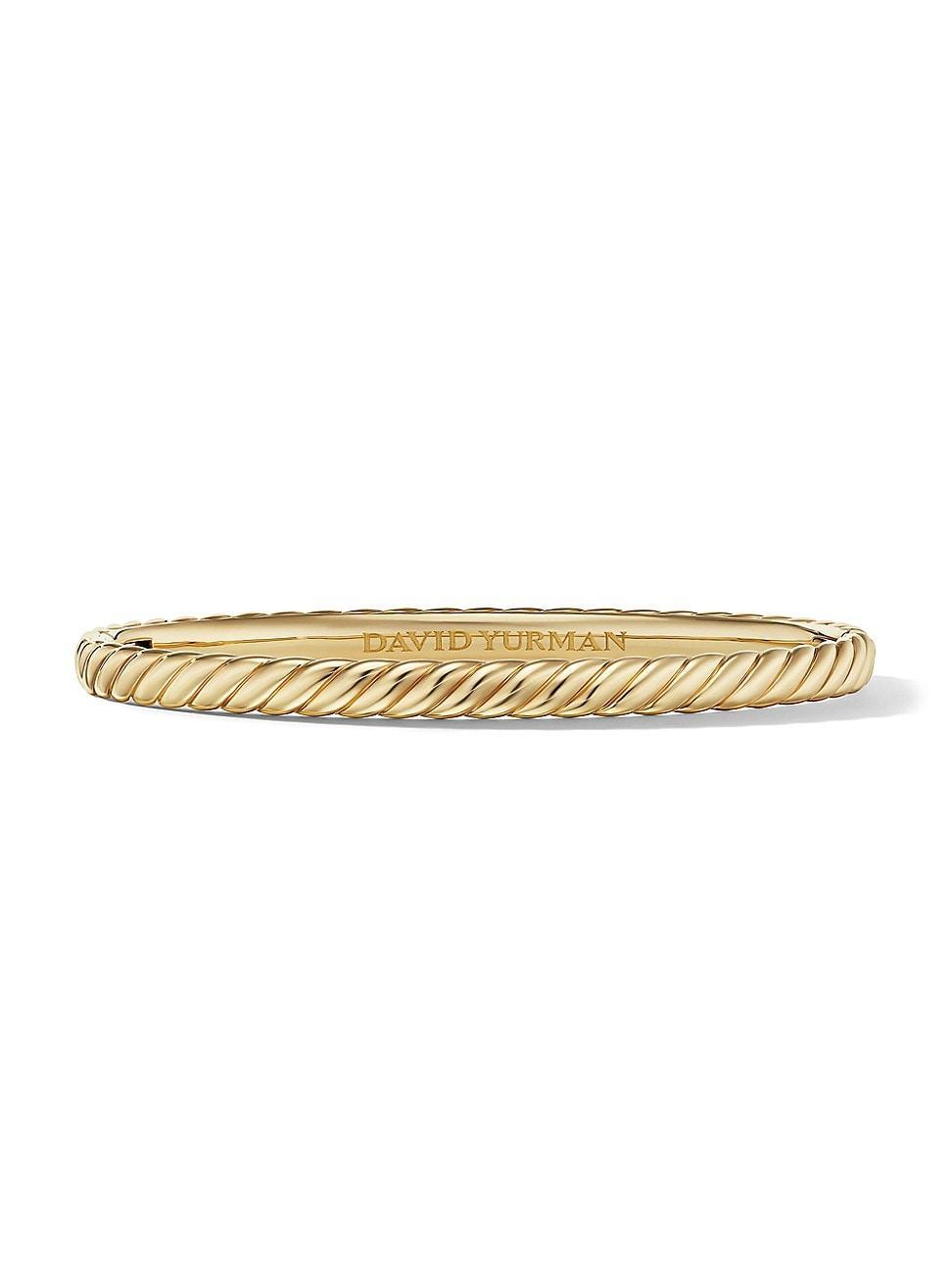 Womens Sculpted Cable Bangle Bracelet in 18K Yellow Gold Product Image