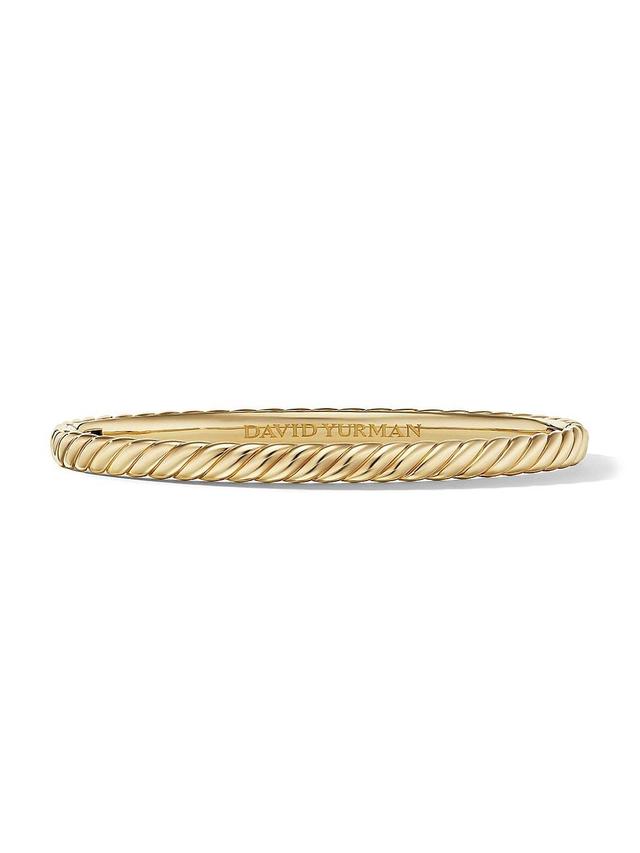 Womens Sculpted Cable Bangle Bracelet in 18K Yellow Gold Product Image