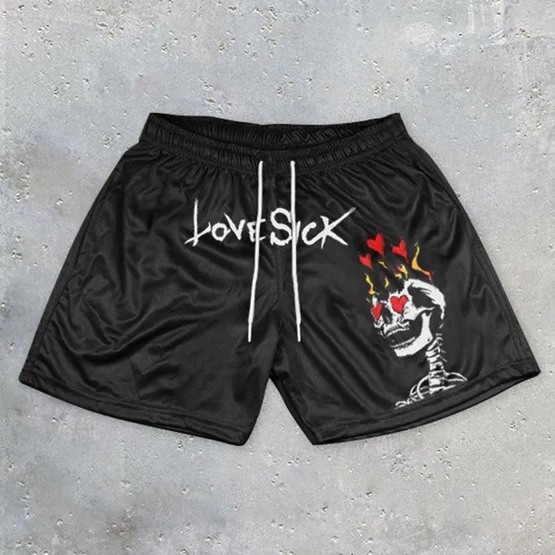 Sopula Love Sick Skull Print Mesh Shorts Product Image