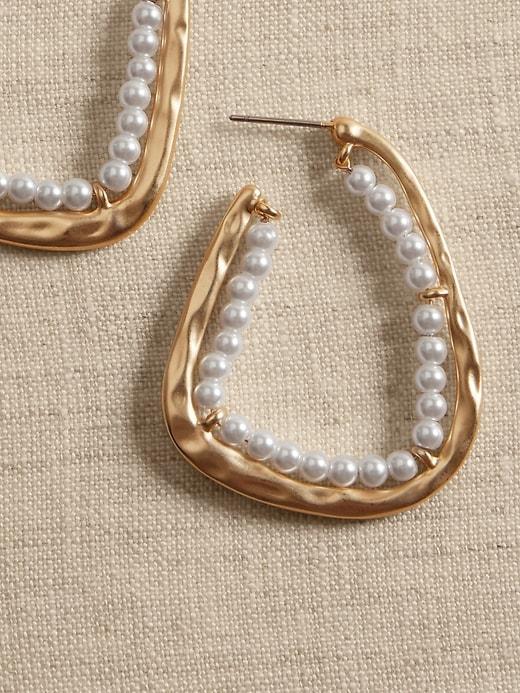 Pearl Hoop Earrings Product Image