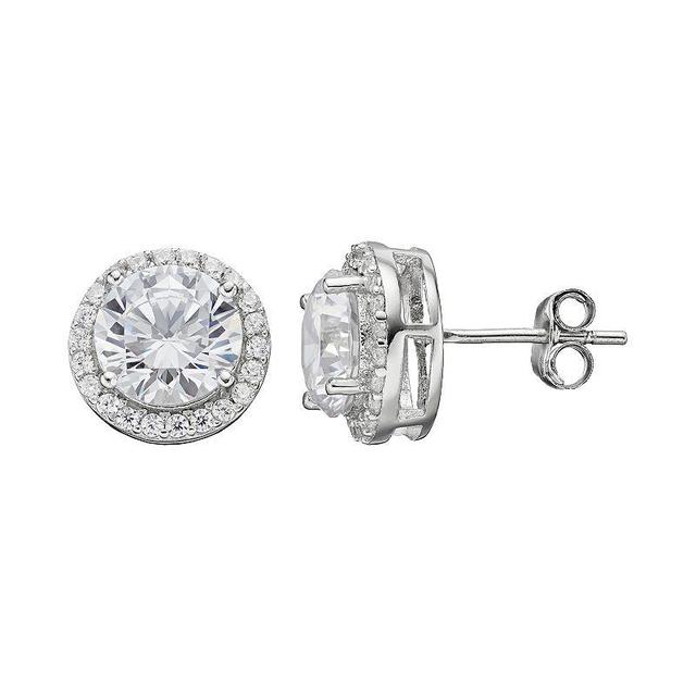 PRIMROSE Sterling Silver Cubic Zirconia Halo Stud Earrings, Womens, Grey Product Image