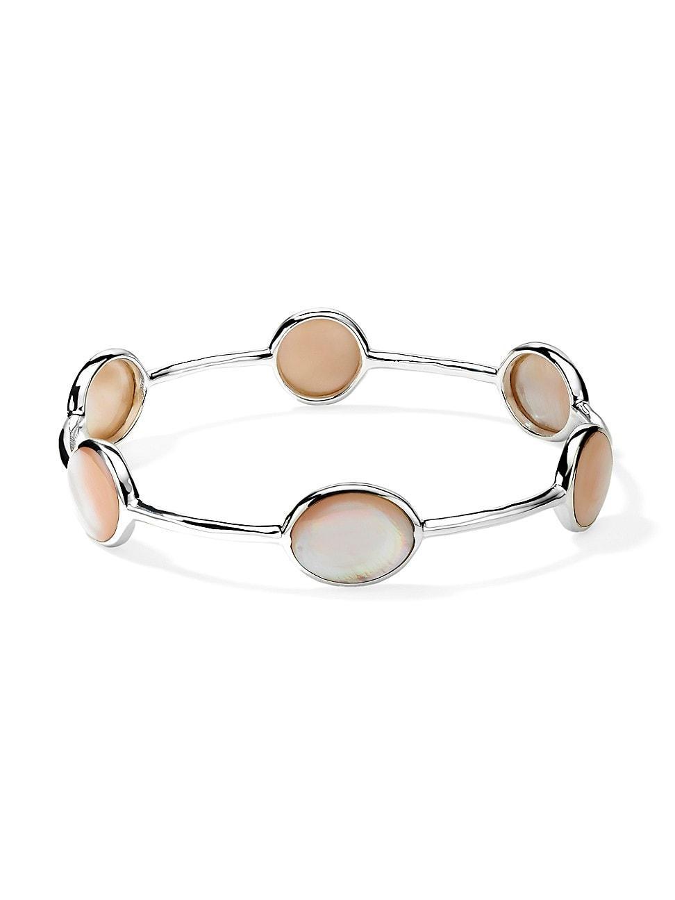 Womens Polished Rock Candy Sterling Silver & Mother-Of-Pearl Bangle Product Image