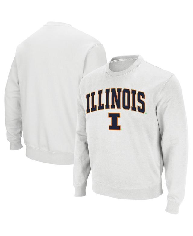 Mens Colosseum White Illinois Fighting Illini Arch & Logo Crew Neck Sweatshirt Product Image