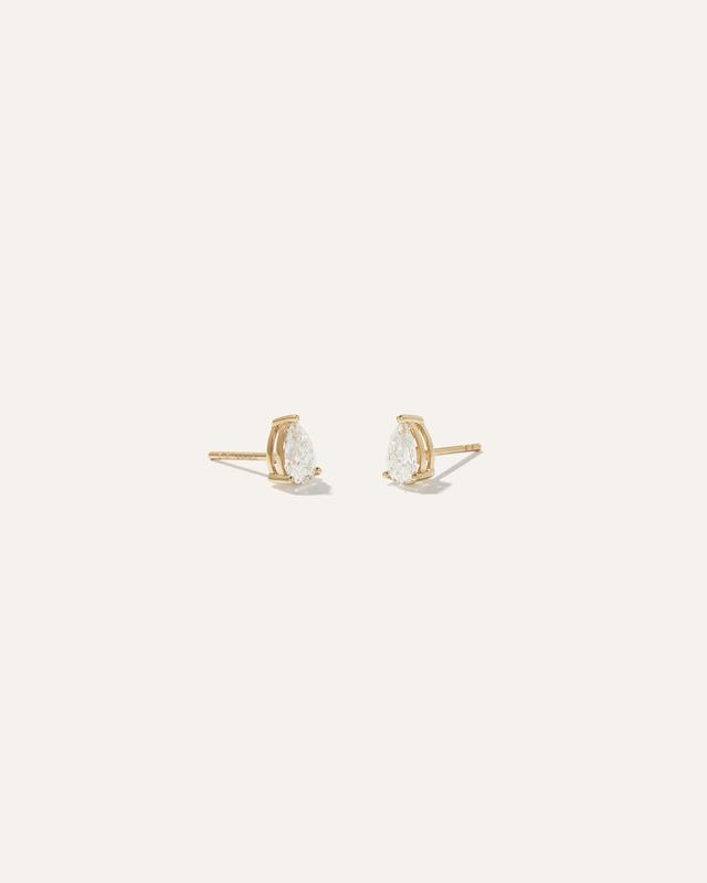 14k Gold Lab Grown Diamond Pear Solitaire Studs Product Image