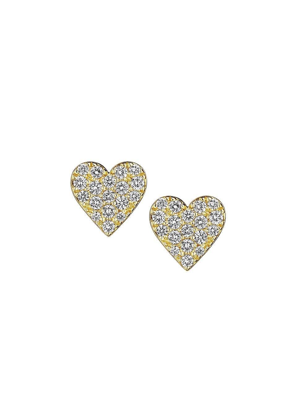 Womens Endless 18K Yellow Gold & 0.35 TCW Diamond Heart Stud Earrings Product Image