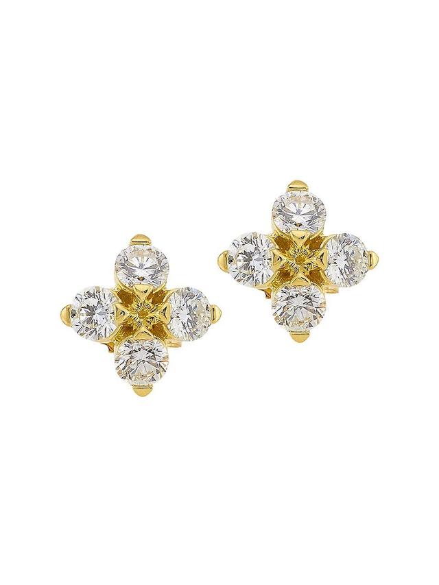 Womens Love In Verona 18K Yellow Gold & Diamond Flower Stud Earrings Product Image