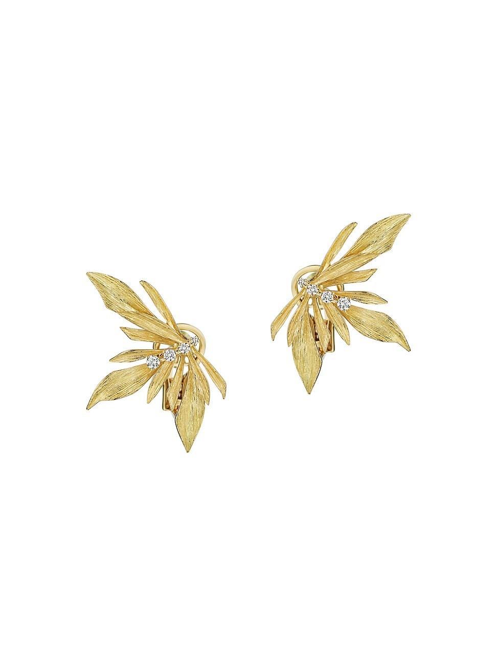 Womens Bahia 18K Gold & Diamond Stud Earrings Product Image