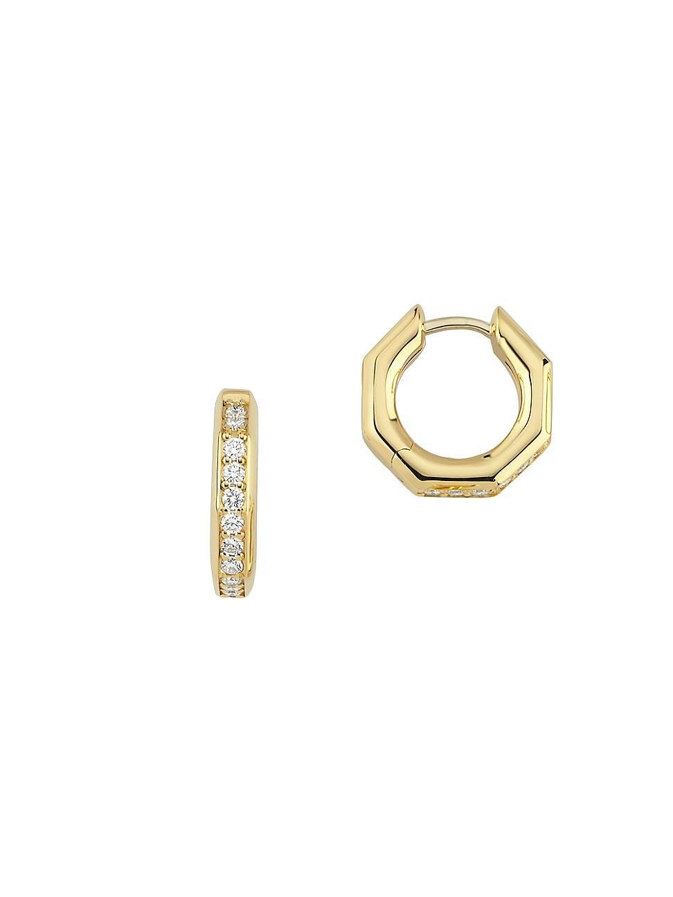 Womens Bubble 18K Yellow Gold & 0.45 TCW Diamond Medium Geometric Hoop Earrings Product Image