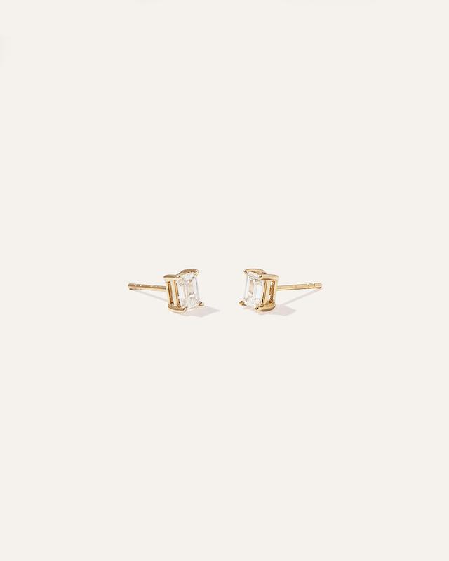 14k Gold Lab Grown Diamond Emerald Solitaire Studs Product Image