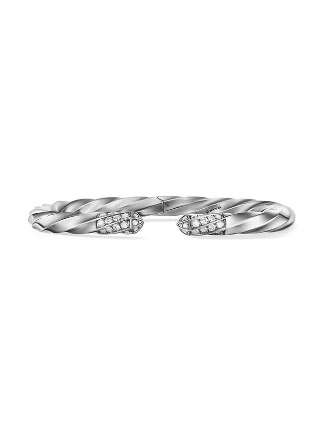 David Yurman Sterling Silver The Cable Collection Diamond Cuff Bracelet Product Image