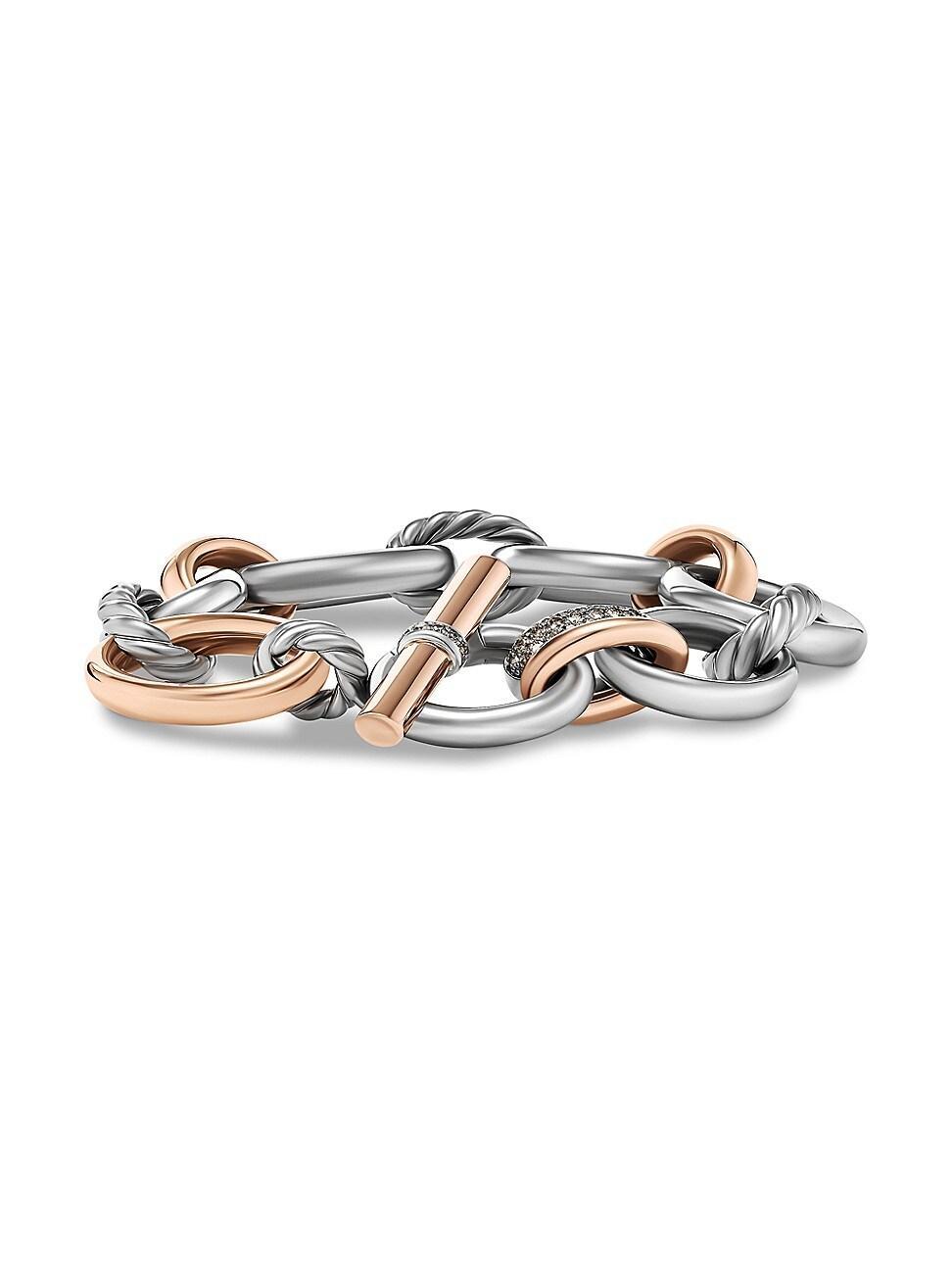 DY Mercer Bracelet with Diamonds and 18K Rose Gold in Silver, 25mm Product Image