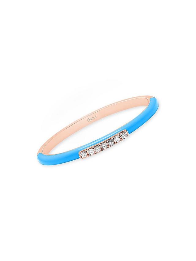 Womens Marbella 14K Rose Gold, Light Blue Enamel, & Diamond Ring Product Image