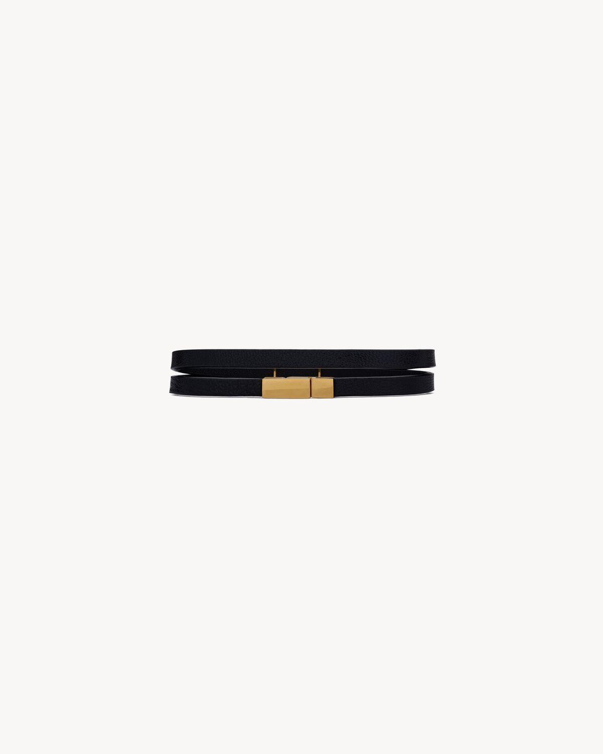 CASSANDRE double wrap bracelet in leather and metal | Saint Laurent | YSL.com Product Image