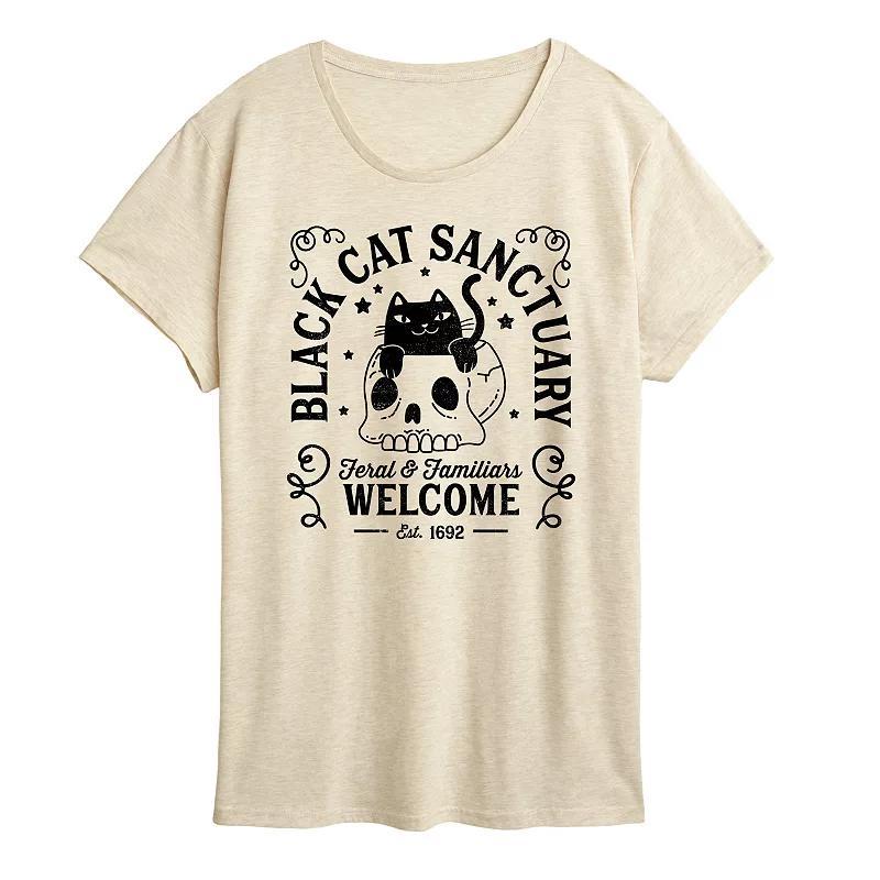 Womens Black Cat Sanctuary Graphic Tee Grey Green Product Image