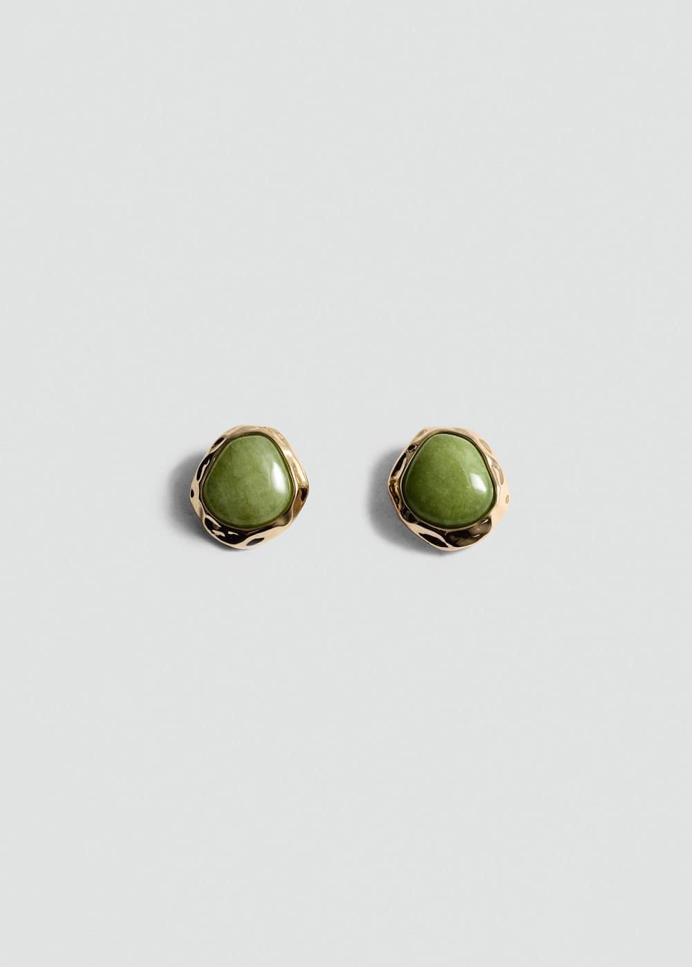 MANGO - Asymmetrical round stone earrings - One size - Women Product Image