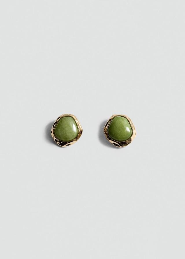 MANGO - Asymmetrical round stone earrings - One size - Women Product Image