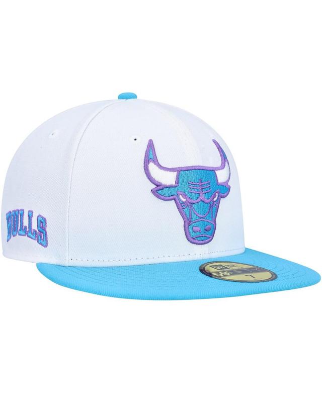 Mens New Era White Chicago Bulls Vice Blue Side Patch 59FIFTY Fitted Hat Product Image