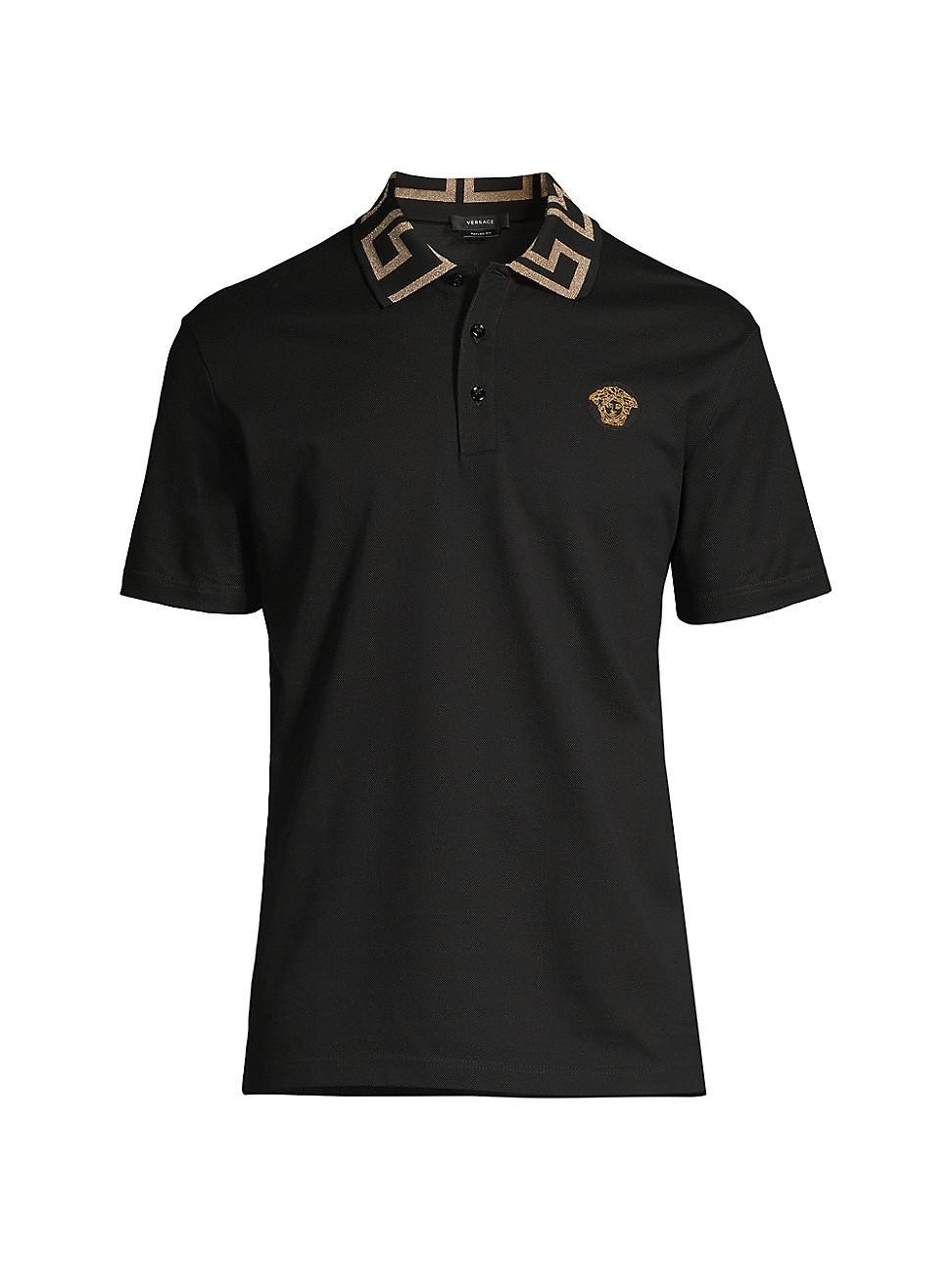 Versace Metallic Greca Collar Piqu Polo Product Image