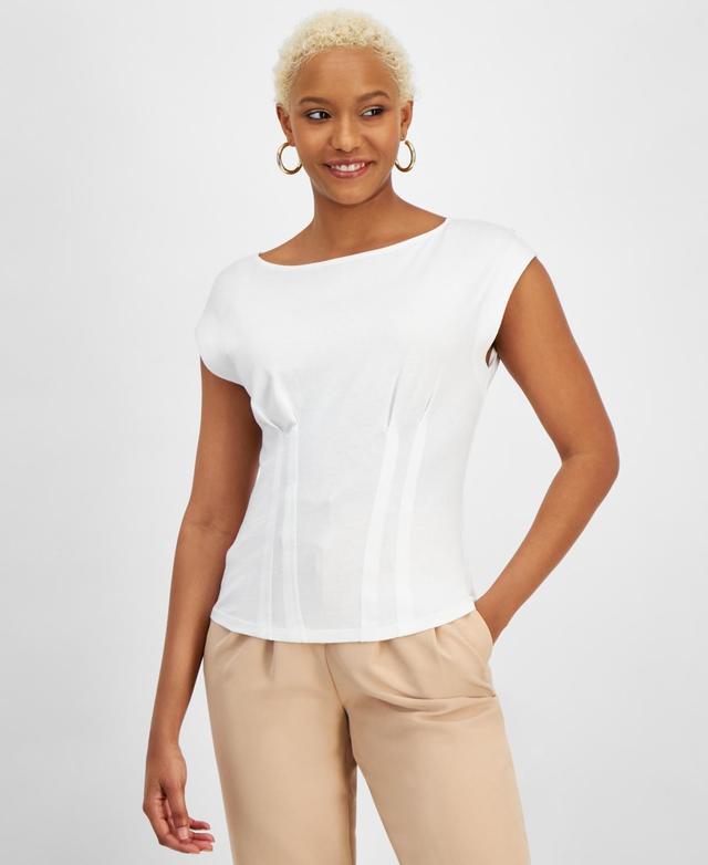 Bar Iii Womens Extended-Shoulder Pintucked Top, Created for Macys Product Image