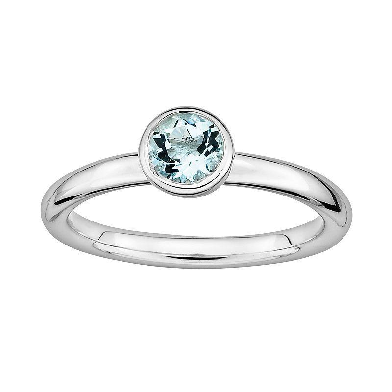 Stacks & Stones Sterling Sterling Silver Aquamarine Stack Ring, Womens Blue Product Image