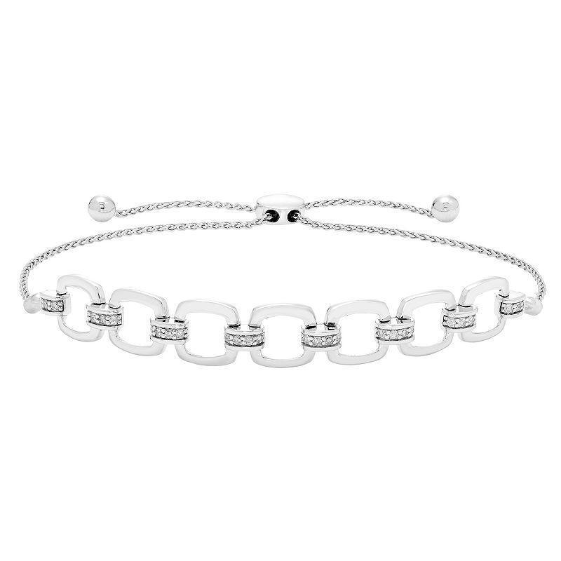 Boston Bay Diamonds Sterling Silver 1/5 Carat T.W. Diamond Link Adjustable Bracelet, Womens Product Image